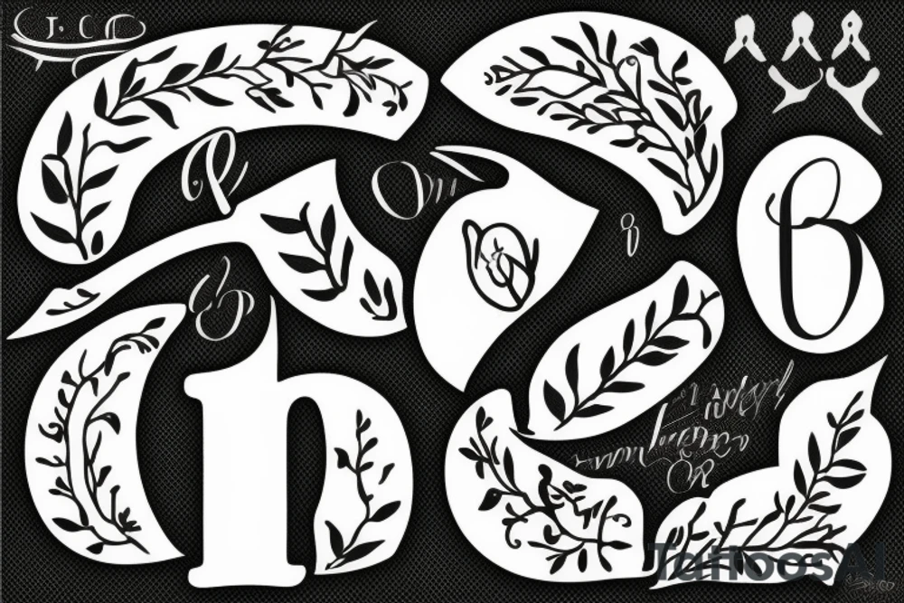 Olive branch with initials OE incorporated into the design tattoo idea Olive branch with initials OE incorporated into the design tattoo idea