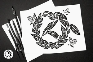 Olive branch with initials OE tattoo idea