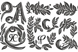 Olive branch with initials OE tattoo idea