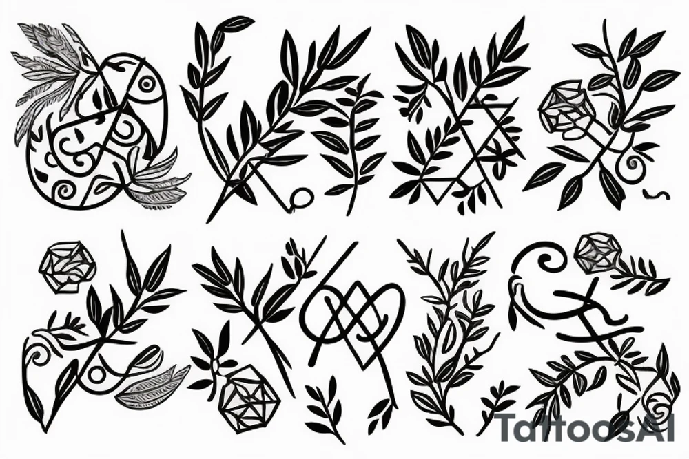 Olive branch with initials OE tattoo idea
