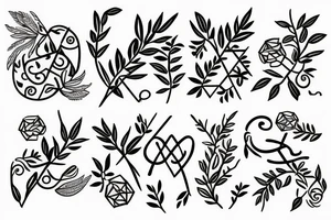 Olive branch with initials OE tattoo idea