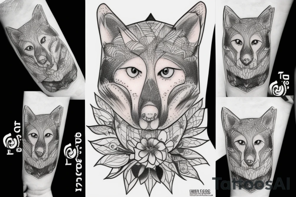 rosto do lobo, traços finos tattoo idea