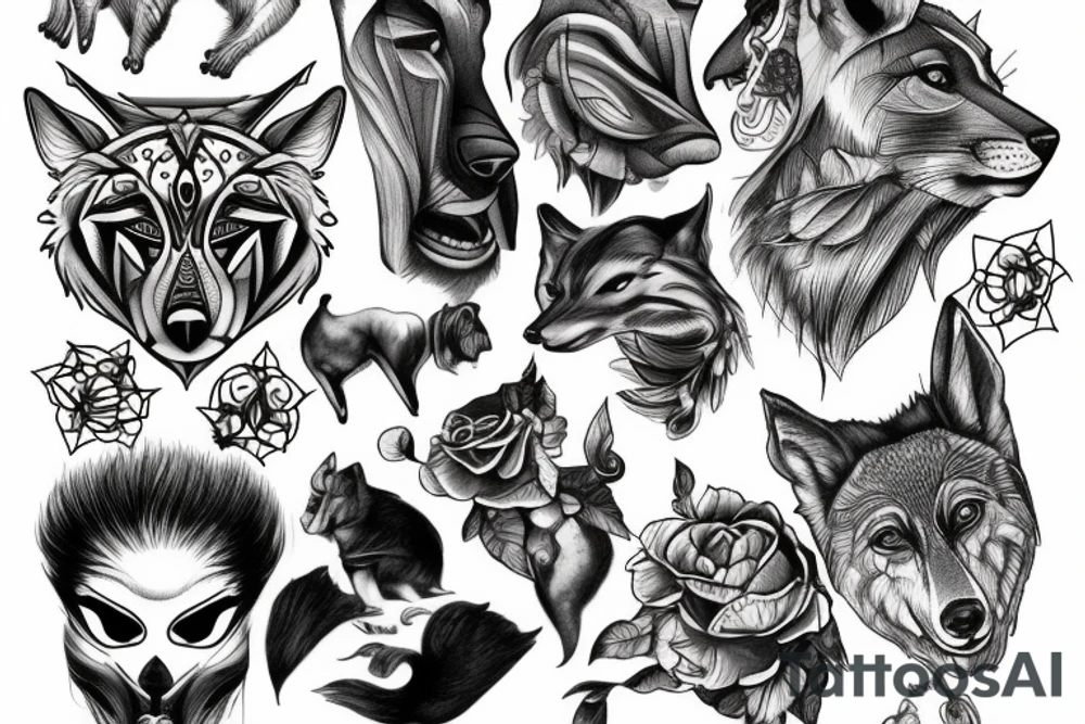 rosto do lobo, traços finos tattoo idea