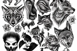 rosto do lobo, traços finos tattoo idea