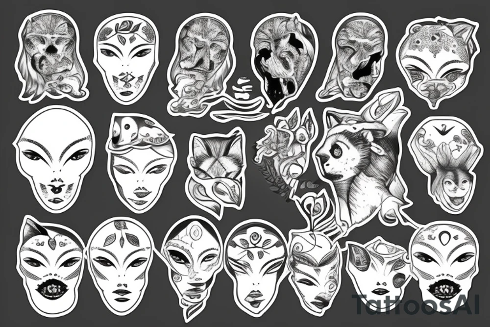 rosto do lobo, lua, sol, mar tattoo idea