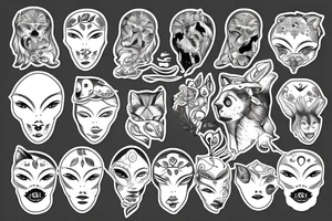 rosto do lobo, lua, sol, mar tattoo idea