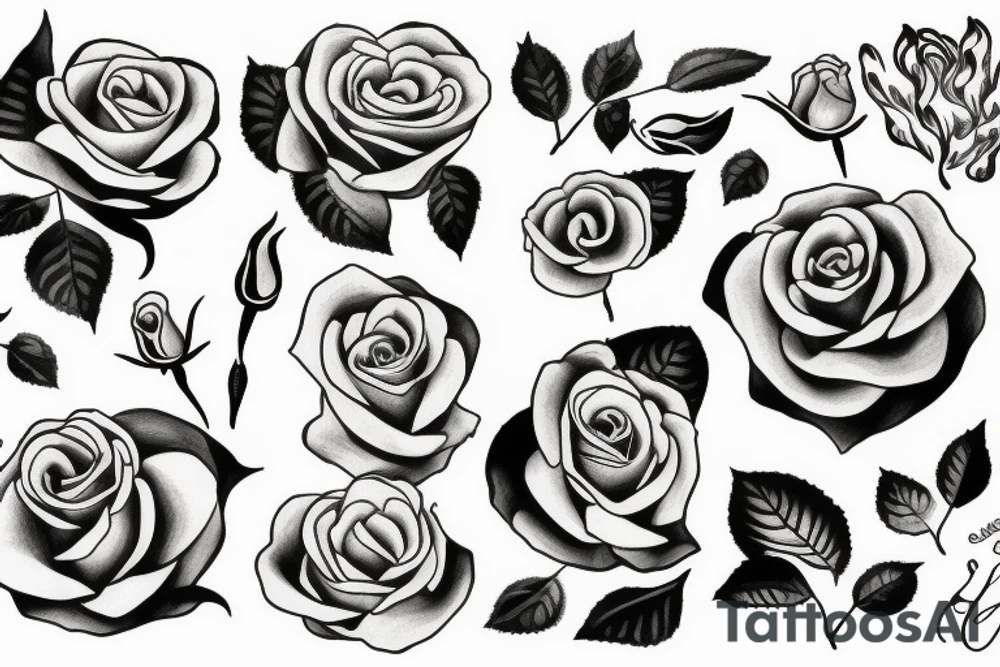 Rose, Flames tattoo idea