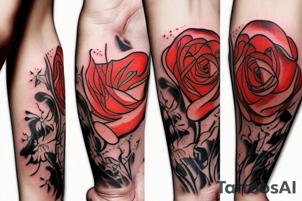 Rose, Flames tattoo idea