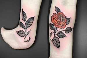 Roses, Leaves, Flames tattoo idea