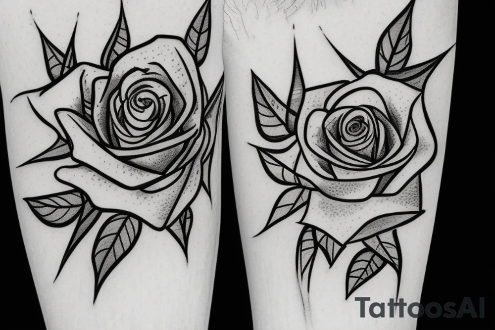 Roses, Leaves, Flames tattoo idea