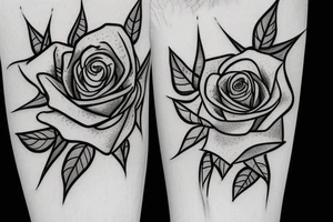 Roses, Leaves, Flames tattoo idea