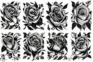 Roses, Leaves, Flames tattoo idea