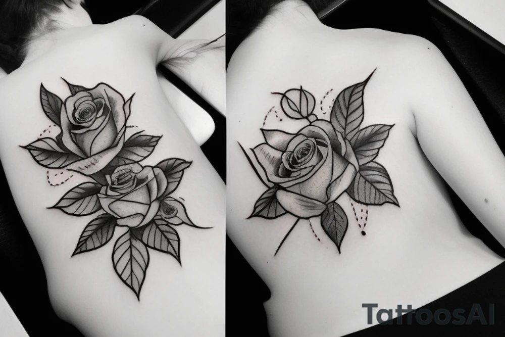 Roses, Leaves, Flames tattoo idea