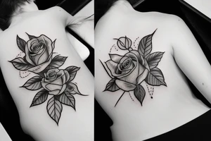 Roses, Leaves, Flames tattoo idea
