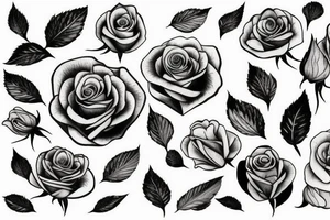 Roses, Leaves, Flames tattoo idea