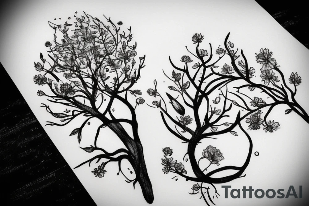 Tree with Flowers tattoo idea