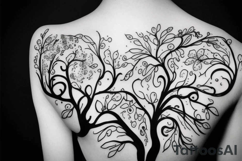 Tree with Flowers tattoo idea