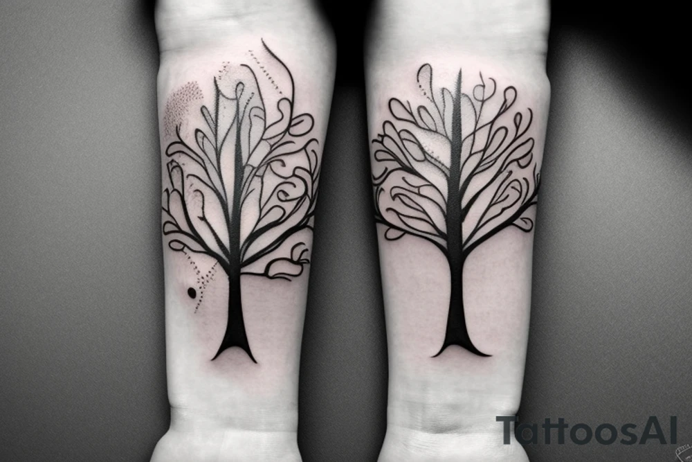 Tree Morphing into Flowers tattoo idea