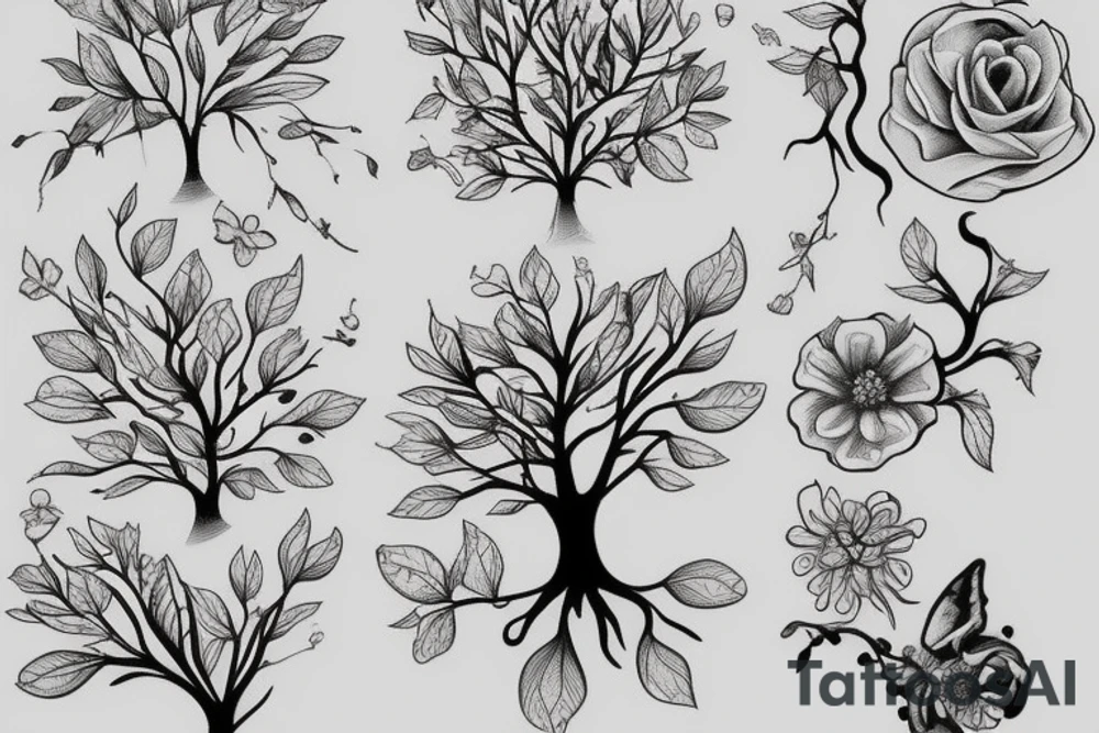 Tree Morphing into Flowers tattoo idea