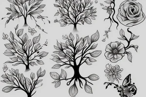 Tree Morphing into Flowers tattoo idea