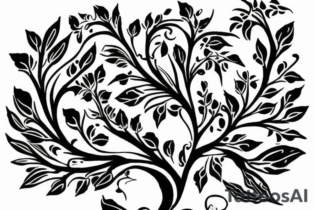 Tree Morphing into Flowers tattoo idea