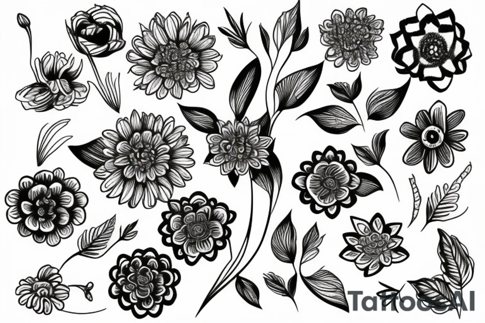 Flowers Morphing tattoo idea