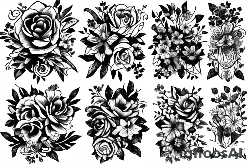 Flowers Morphing tattoo idea