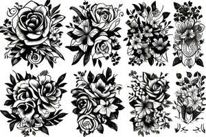 Flowers Morphing tattoo idea