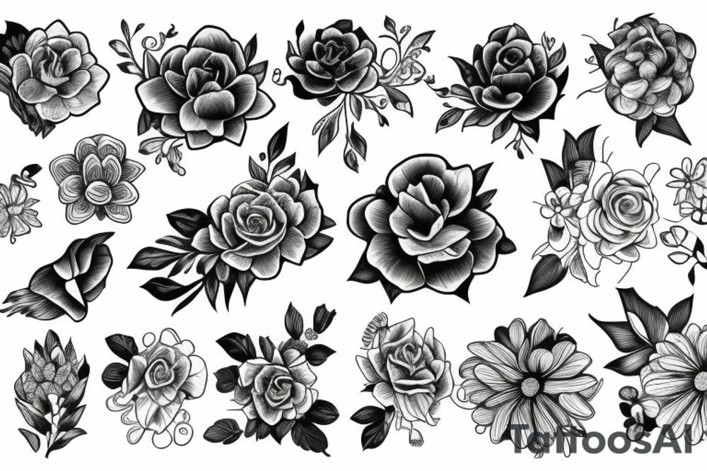 Flowers Morphing tattoo idea