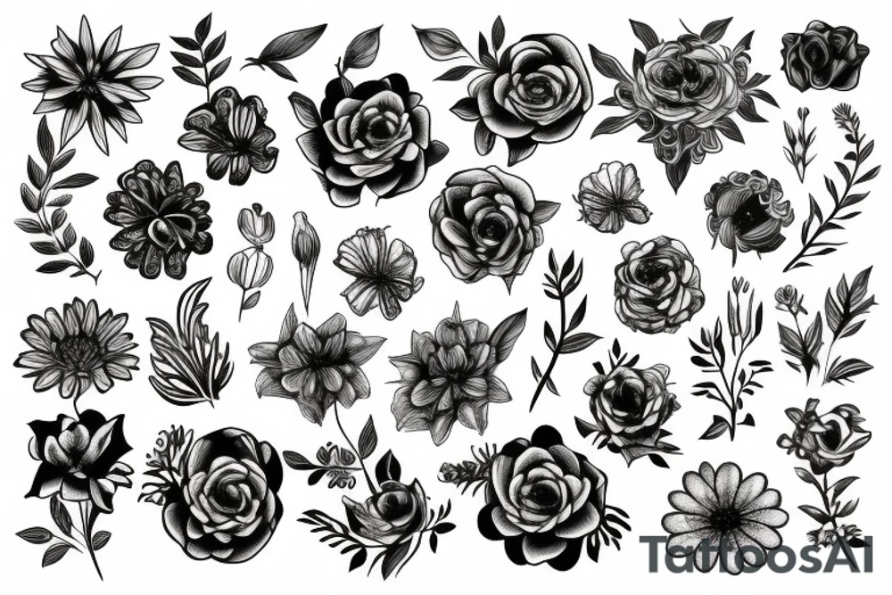 Flowers Morphing tattoo idea