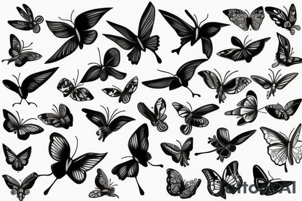 swallow bird and butterfly tattoo idea