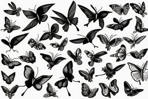 swallow bird and butterfly tattoo idea