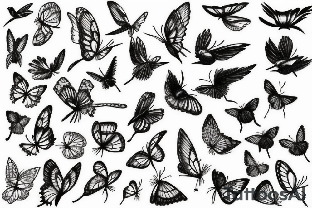 swallow bird and butterfly tattoo idea