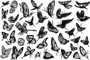 swallow bird and butterfly tattoo idea