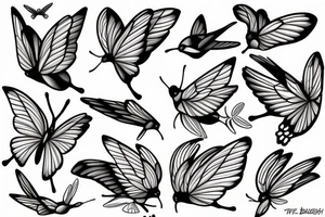 swallow bird, butterfly tattoo idea
