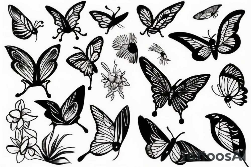swallow bird, butterfly tattoo idea