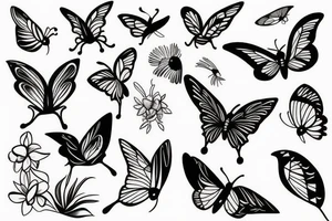 swallow bird, butterfly tattoo idea