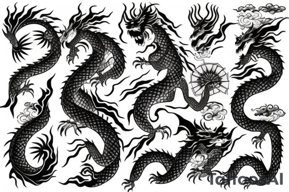 Wise Dragon and Amaterasu tattoo idea