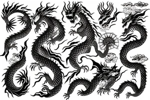 Wise Dragon and Amaterasu tattoo idea