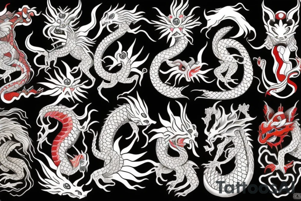 Wise Dragon and Amaterasu tattoo idea