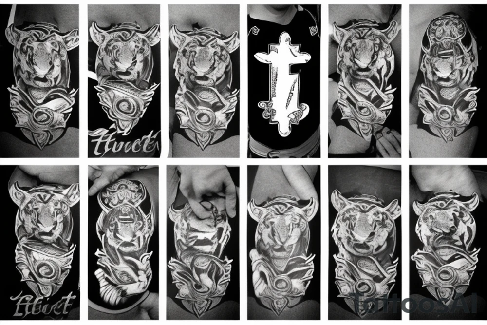 Sacred heart tiger tattoo idea