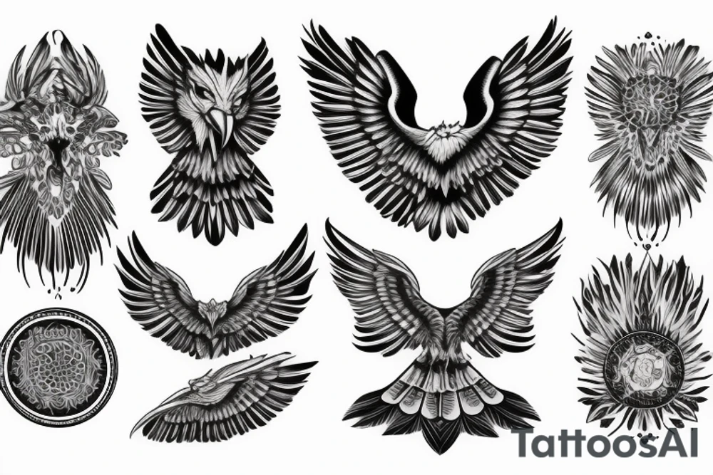 eagle with wingspread symmetrical tattoo idea