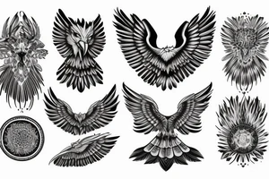 eagle with wingspread symmetrical tattoo idea
