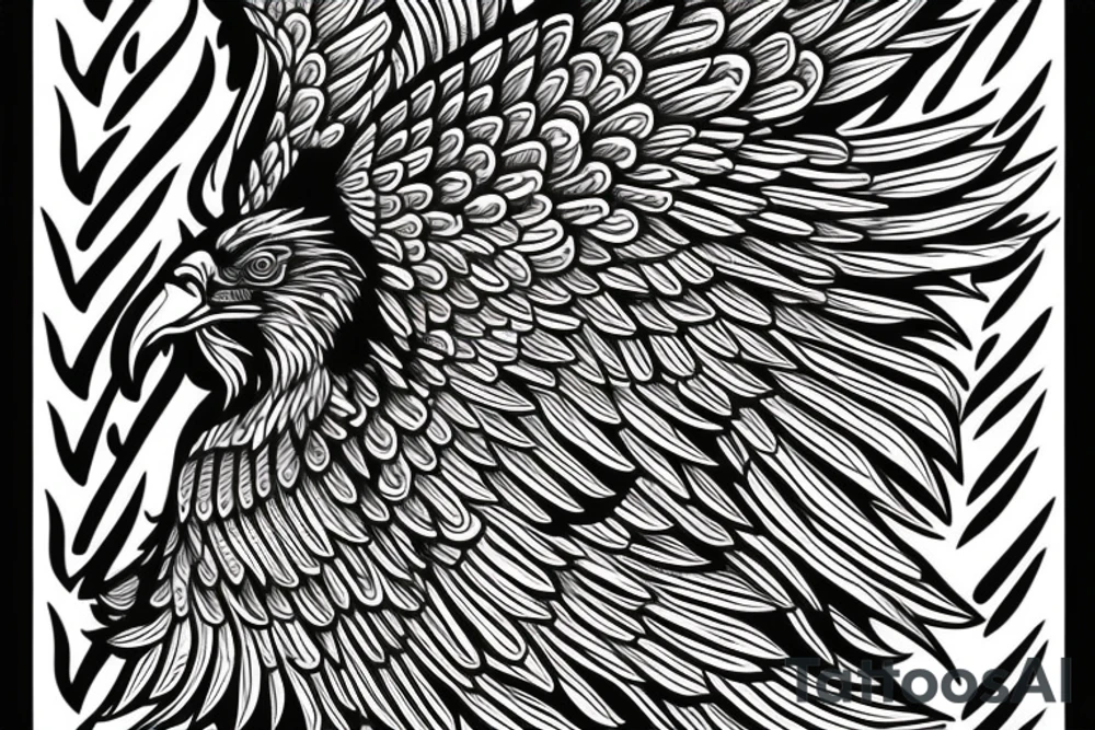 eagle with wingspread symmetrical tattoo idea