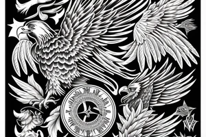 eagle with wingspread symmetrical
old school traditional tattoo idea