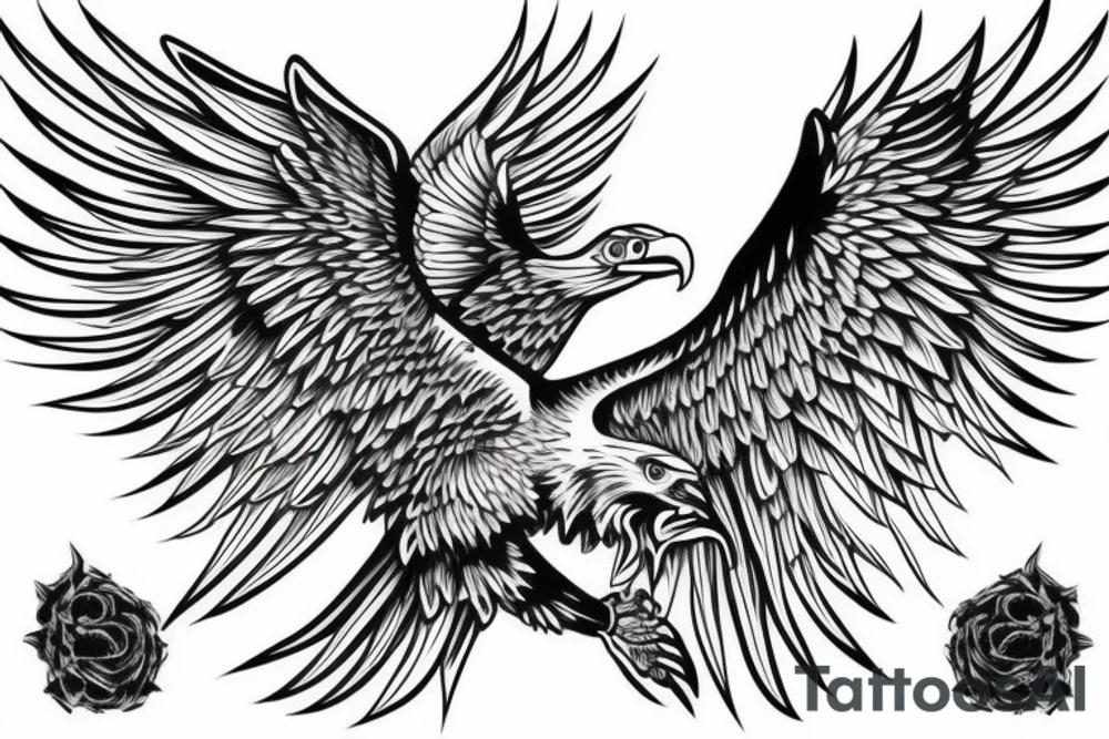 eagle with wingspread symmetrical
old school traditional tattoo idea