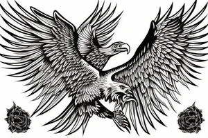eagle with wingspread symmetrical
old school traditional tattoo idea