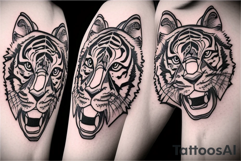 tiger face
in a heart shape
old school traditional flash tattoo idea tiger face
in a heart shape
old school traditional flash tattoo idea