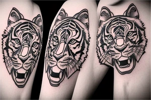 tiger face
in a heart shape
old school traditional flash tattoo idea
