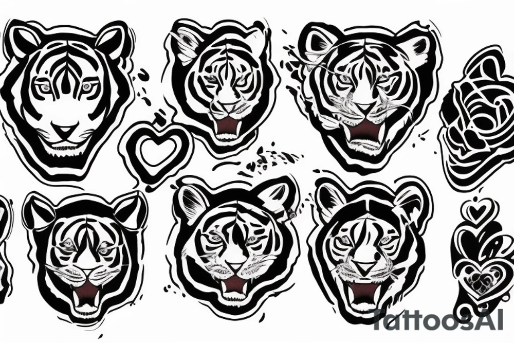 tiger face
in a heart shape
traditional flash tattoo idea